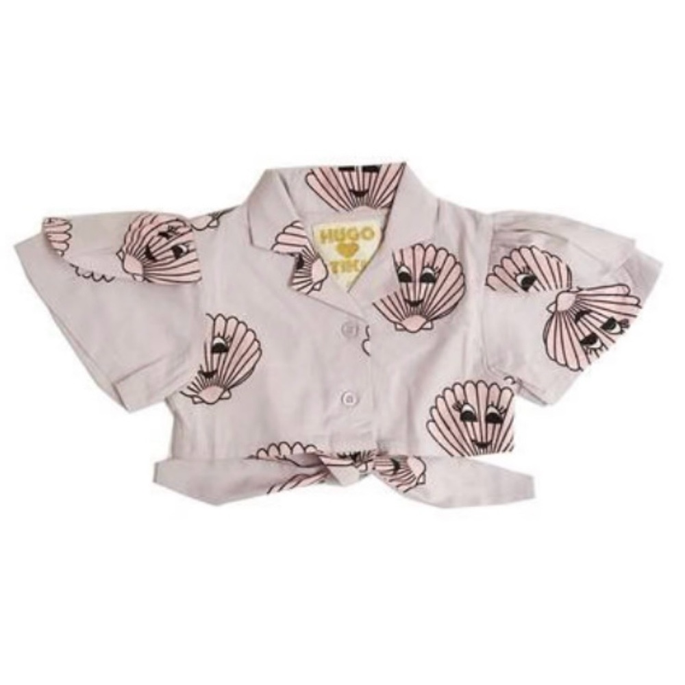 NWT HUGO 💗 TIKI Tie Crop Top in Pink Seashells